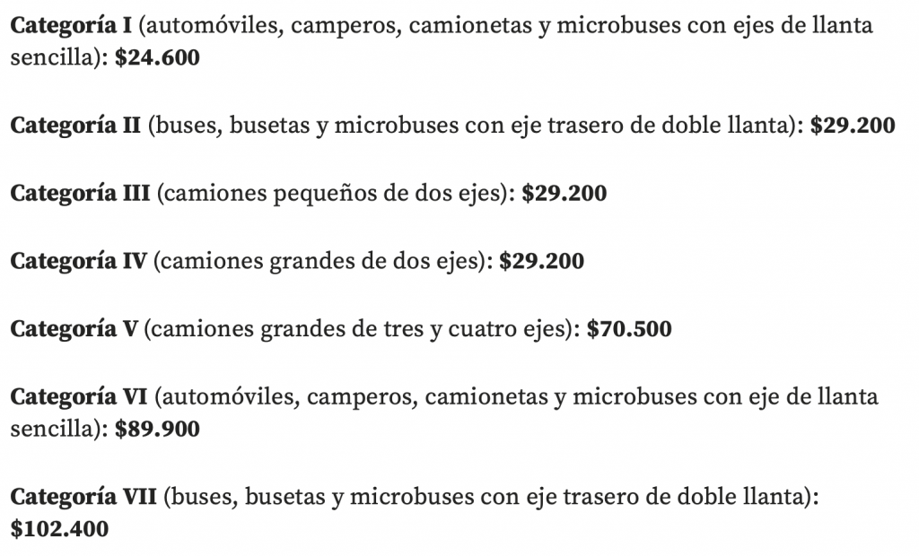 Así quedarán los peajes en Colombia desde el 11 de julio: estas son las ...